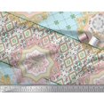 thumbnail image 2 of Soimoi Moss Georgette Fabric Check & Mandala Patchwork Decor Fabric Printed Yard 42 Inch Wide, 2 of 3