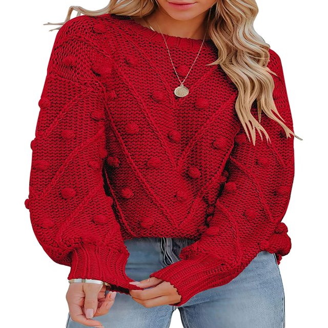 Pulls Tricotés pour Femmes Pulls Unis Col Rond Pull à Manches Longues