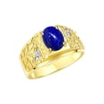 thumbnail image 3 of RYLOS Men's Rings Yellow Gold Plated Silver Designer Nugget Ring Oval 9X7MM Gemstone &  Diamonds  Lapis Lazuli Birthstone Rings For Man Size 11, 3 of 7