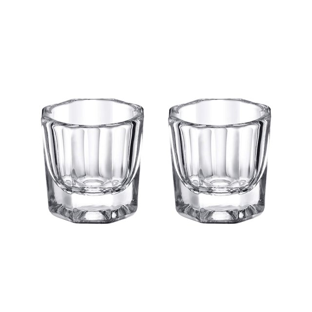 FRCOLOR 2Pcs Manicure Glass Crystal Cups Liquid Holder Container Tint Bowl Nail Styling Tool Equipment Tools (Without Cover)