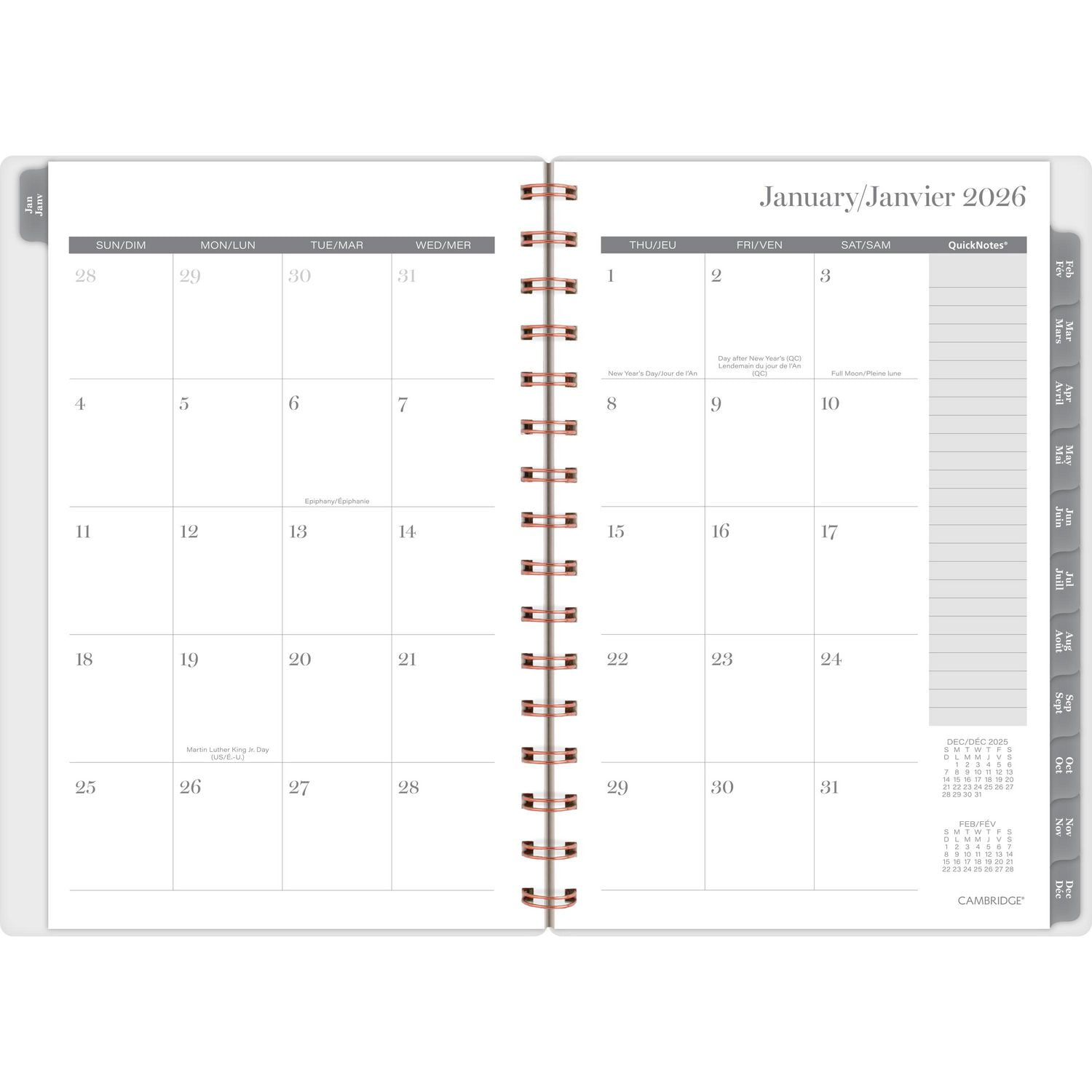 Agenda hebdomadaire Cambridge® Rose Gold Peony 2026