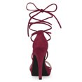 thumbnail image 3 of BLISSFUL STEP Sandales pour Femmes Talons Aiguilles Talons Plateforme Sandales à Lacets Bourgogne 7, 3 of 4