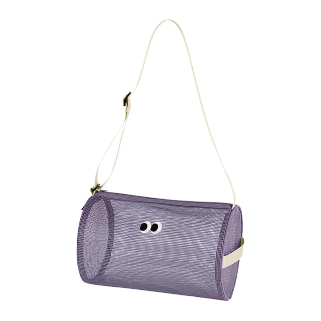 Swimming Bag Large Capacity Beach Bag Mesh Breathable Shoulder Cylindrical Travel Bag