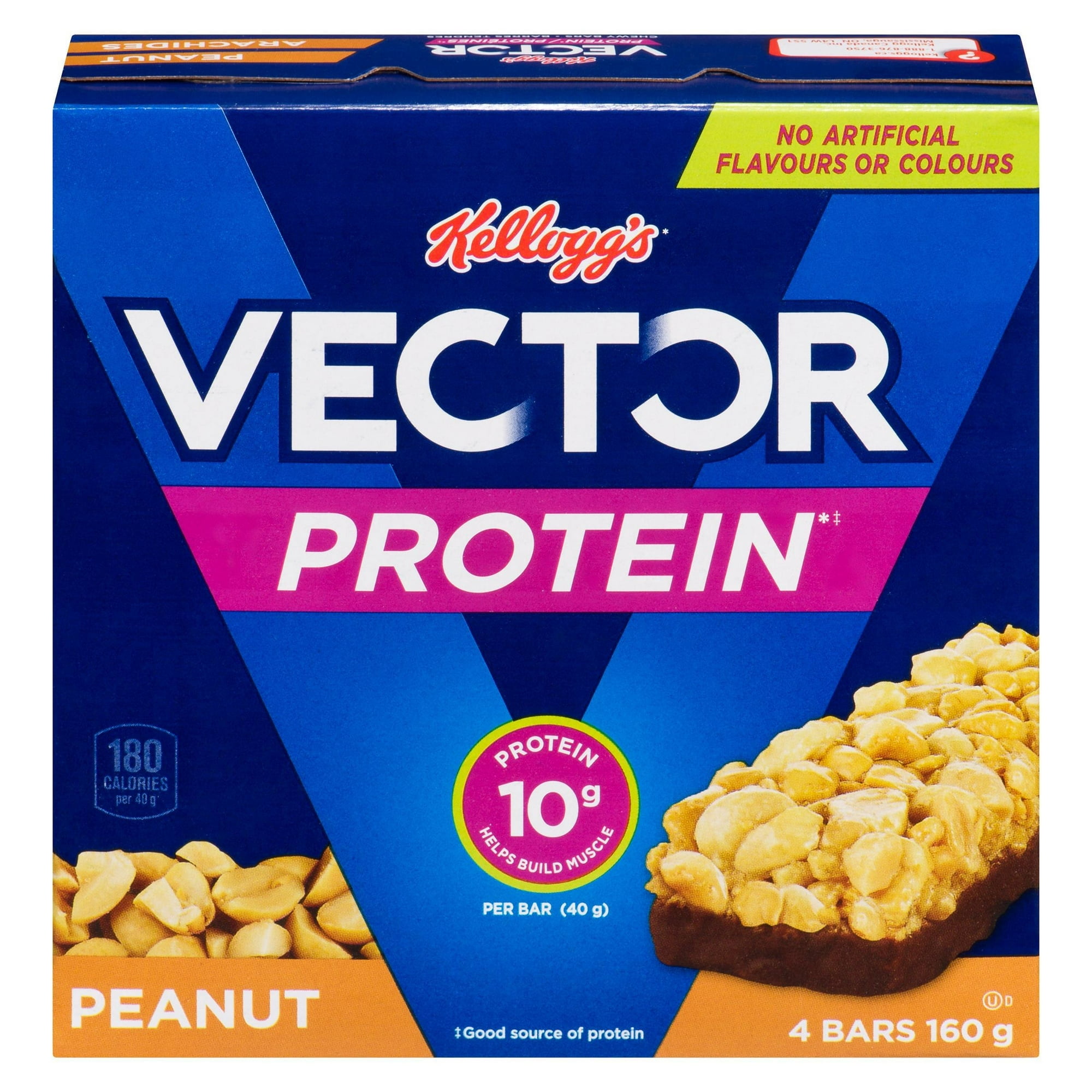 Kellogg's Vector Protein bars, Peanut Box of 4 Bars