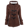 thumbnail image 1 of Fiogavroetic Women Color Horn Buttons Cardigan Padded Hooded Coat Jacket Overcoat, 1 of 4