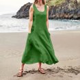 thumbnail image 1 of Liquidation d'Été 2025! Robe Grande Taille pour Femmes, Liquidation d'Été pour Femmes, Mode d'Été Décontractée pour Femmes Robe Sans Manches à Col Rond avec Poches, 1 of 5