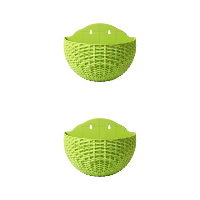 Youkk Easy To Install Double-layer Plastic Flowerpot For Walls Drainage Flower Pot Light Green 2Set