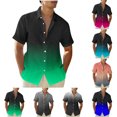 thumbnail image 1 of Hot6sl Économies d'Été Liquidation Chemisier & Chemise à Manches Courtes Col Rabattu, Chemise Décontractée Mode Homme Col Rabattu Imprimé Dégradé Manches Courtes Bouton Chemisier, Chemisier Polyester Hommeorange,5TG, 1 of 5