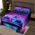 thumbnail image 2 of Go Kart Bedspread Set Karting Coverlet Set,Race Cars Quilt Set Queen,Racing Extreme Sport Quilted Neon Lights Room Decor, 2 of 3