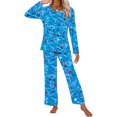thumbnail image 4 of TopLLC Ensembles de Pyjama Ensembles de Détente pour Femmes, Vêtements de Nuit pour Femmes, Chemise de Nuit à Manches Courtes et Col Rond Imprimée et Ensembles de Pantalons Vêtements de Détente Pyjamas avec Poches Ensembles de Pyjama, 4 of 6