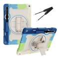thumbnail image 1 of XYX 3in1 Rotating Stand Case for Samsung Galaxy Tab S7+/Tab S8+ 12.4 inch with Hand/Shoulder Strap, Shockproof Rugged, Colorful Blue, 1 of 7