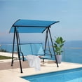 thumbnail image 3 of Costway Balançoire de Patio à 2 Places, Balançoire de Porche avec Auvent Réglable pour Jardin, Bleu Foncé, 3 of 10