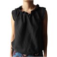 thumbnail image 1 of Yuyuzo Camisoles pour Femmes en Coton et Lin à Volants, Col Rond, Blouses à Cordon, Chic Décontracté, Chemises d'Été, 1 of 7