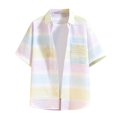 thumbnail image 1 of BOBOGOJP Chemises pour Hommes Chemise à Manches Courtes Performance Boutonnée, Bleu TTG, 1 of 5