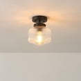 thumbnail image 4 of 1-Light Matte Black Flush Mount Ceiling Light with Ribbed Glass Shade, 4 of 8