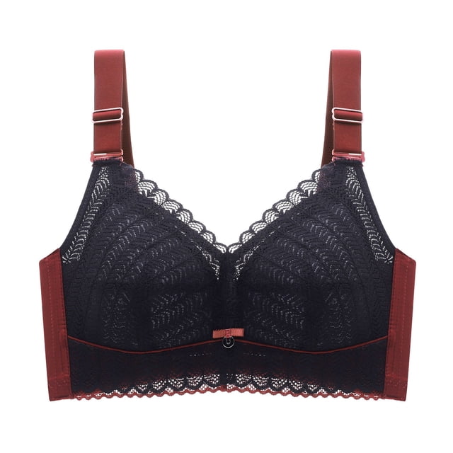 B91xZ Fashion Lace Unlined Underwire Bra Fashion Plus Size Back-Closure Underwire Bra,Black 34B