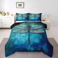 thumbnail image 1 of Erosebridal Blue Dragonfly Comforter Sets Queen Size,Ombre Gradient Bedding Queen Comforter Set,Animal Decor,Reversible,Breathable,3-Piece, 1 of 7