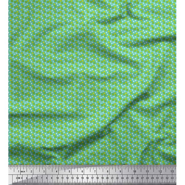 Soimoi Velvet Fabric Diamond & Cross Sign Shirting Print Sewing Fabric Yard 58 Inch Wide