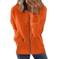 thumbnail image 2 of PEZHADA Économies d'Automne Chandail à Capuchon à Fermeture à Glissière Décontracté pour Femme, Veste Ouverte à l'Avant, Coupe Ample, Manteau à Manches Longues avec Cordon, Chandail à Capuchon avec Poche, Orange, 2 of 5