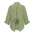 thumbnail image 5 of RKSTN Hauts pour Femmes Couleur Unie Coton et Lin Col Rabattu Chemises à Manches Longues Blouses Décontractées Printemps Été Polyvalentes Amples Grande Taille Hauts pour Femmes, 5 of 5