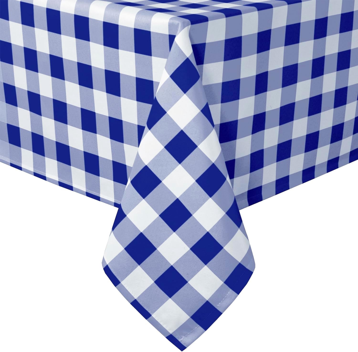 Royal Blue Checkered Tablecloth Rectangle - 60 x 84 Inch - Waterproof and Wrinkle Resistant Plaid Table Cloth for Kitchen, Outdoor Picnic
