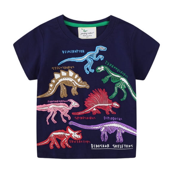felwors Toddler Boys and Boys Luminous Cartoon Graphic T-Shirt, Sizes 2 Years-7 Years (Dark Blue, 100-105/4T)