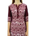 thumbnail image 2 of Phagun Kurta Droite Bordeaux pour Femmes, Manches 3/4, Kurti Décontractée Imprimée-16, 2 of 2