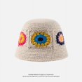 thumbnail image 1 of LinYooLi Female Handmade Flower Knitted Fisherman Hat Women Crochet Color Matching Bucket Cap Autumn Winter Ladies Warm Wool Panama Caps, 1 of 6