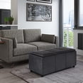 thumbnail image 1 of Simpli Home Avalon Rectangle Storage Ottoman with 3 Flip Over Serving Trays, Distressed Black Faux Leather, 1 of 5