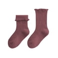 thumbnail image 1 of REDARER Girls' Ruffled Crew Socks - Soft Selvedge Cotton Socks for Winter/Autumn, Comfortable Mid-Calf Princess Socks, 1 of 5