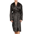 thumbnail image 2 of Gift TIMIFIS Men's Satin Robe Silk Robe Classic Long Bathrobe Lightweight Loungewear Bathrobe V Neck Sleepwear With Pockets pring/Summer, 2 of 6
