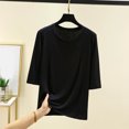 thumbnail image 2 of fatyb Chandails de Détente à Manches 3/4 pour Femmes Col Ras du Cou Amples et Confortables Blouses Chandail Décontracté de Tous les Jours T-Shirt de Pyjama, 2 of 3