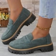 thumbnail image 1 of Liquidation d'Économies d'Été 2025! VOAVEKE Sandales Femme, Sandales de Plage pour Femme, Chaussures Mode Décontractées de Printemps Rétro Effet Suédé Bout Rond Talon Épais Semelle Épaisse Mocassins Talon Moyen Vert 8.5, 1 of 3