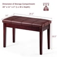 thumbnail image 2 of Gymax Banc Clavier de Piano en Cuir PU Coussin Rembourré Double Siège Rangement, 2 of 6