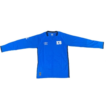 Umbro Men's El Salvador Home Long Sleeve Soccer Jersey 2021 (X-Large) Blue