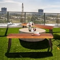 thumbnail image 2 of Costway Set of 2 Acacia Wood Dining Bench Rustic Wood Outdoor Patio Dining Room Brown, 2 of 7