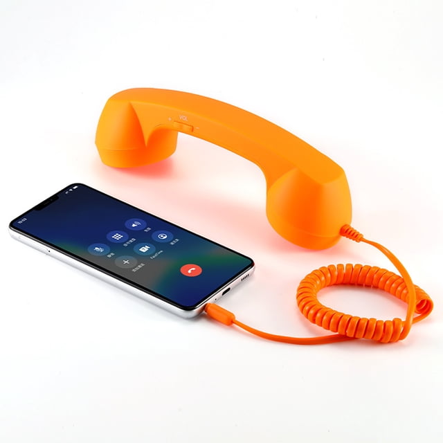 jesticaly Retro Phone Style Landline Handle Clear 3.5mm Style Handle Receiver Classic Telephone Style Receiver Clear Calls orange