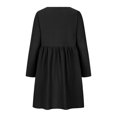 thumbnail image 4 of Robes en Coton pour Femmes Décontractées Été Mode Décontractée Col Rond Bouton Manches Longues Robe en Coton et Lin Longueur Genou Poche Robes Unies Robes en Lin pour Femmes Décontractées Été, 4 of 5
