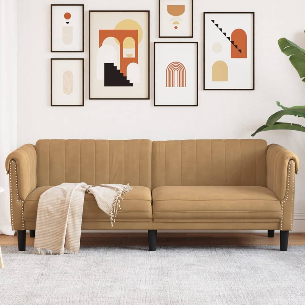 vidaXL Sofa 3 Places Brun Cuir Suédé Synthétique