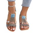 thumbnail image 1 of KAMUCC Women's Sandals with Wedge Design High Heel Rhinestone Bands and Elastic Strap Versatile for Outdoor and Beach, 1 of 5
