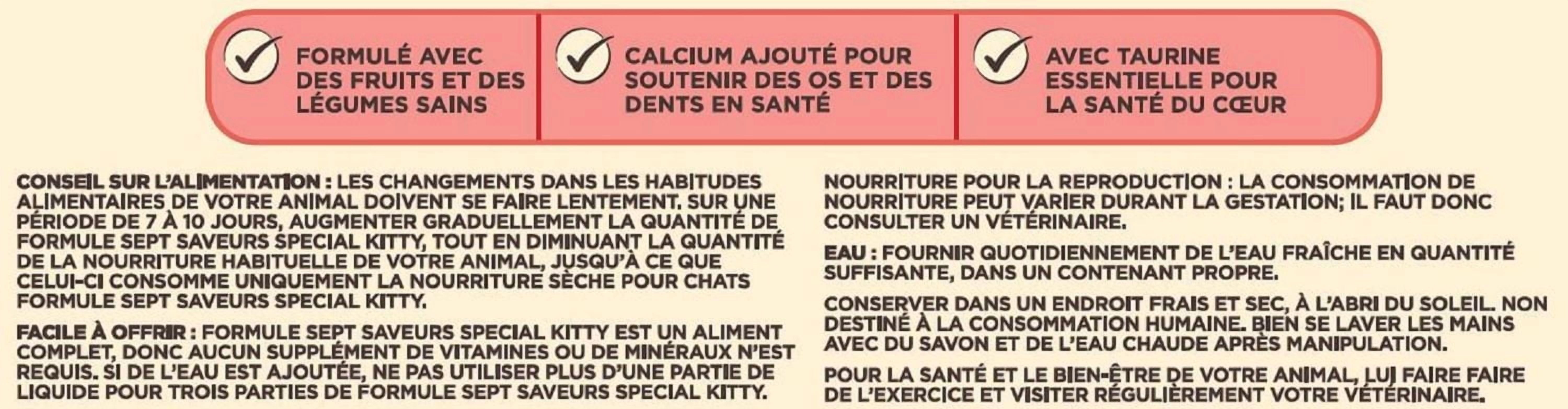 Nourriture sèche Special Kitty pour chats avec formule à sept saveurs