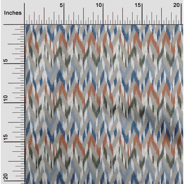 oneOone Silk Tabby Fabric Chevron Ikat Print Fabric By Yard 42 Inch Wide