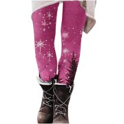cfhntfmh High Waisted Leggings for Women Soft Slim Christmas Leggings Printed Workout Yoga Pants for Running