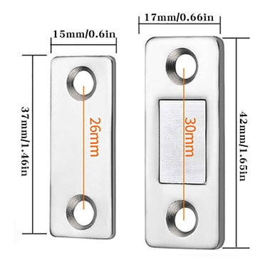 Btomtd Thin Cabinet Door Magnetic Suction No Punch Drawer Cabinet Magnetic Door Wardrobe Door Closer Cabinet Door Suction, Silver