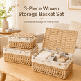 thumbnail image 3 of MEHOOM Decorative Storage Baskets, Natural Paper Rope Wicker Baskets with Lid & Liner, Baskets and Bins for Bedroom, Living Room, Kitchen, Table, Home Decor (3 Pack), 3 of 10