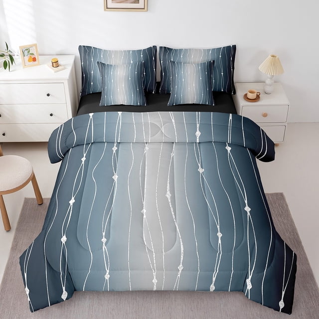 YST Ensemble de Literie Géométrique Dégradé Ombré, 7 Pcs, Très Grand Lit
