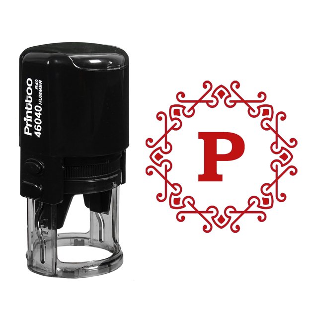 Printtoo Alphabet P Monogramme Initiale Octogone Celtique Tourbillon Cadre R-40 Bureau Stationnaire Auto Encrage Caoutchouc Tampon-Rouge