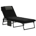 thumbnail image 1 of Outsunny Chaise Longue Pliante avec Coussin, Chaise de Bronzage Inclinable, Noire, 1 of 10