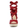thumbnail image 3 of BLISSFUL STEP Women's Solid Color Lace up Espadrilles Platform Wedges Sandals, 3 of 7