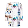 thumbnail image 5 of Meichang Hauts et Blouses à Manches 3/4 pour Femmes, T-shirts Imprimés Mode pour Femmes Blouse à Manches 3/4 Col Rond Hauts Décontractés Coupe Ample, 5 of 5